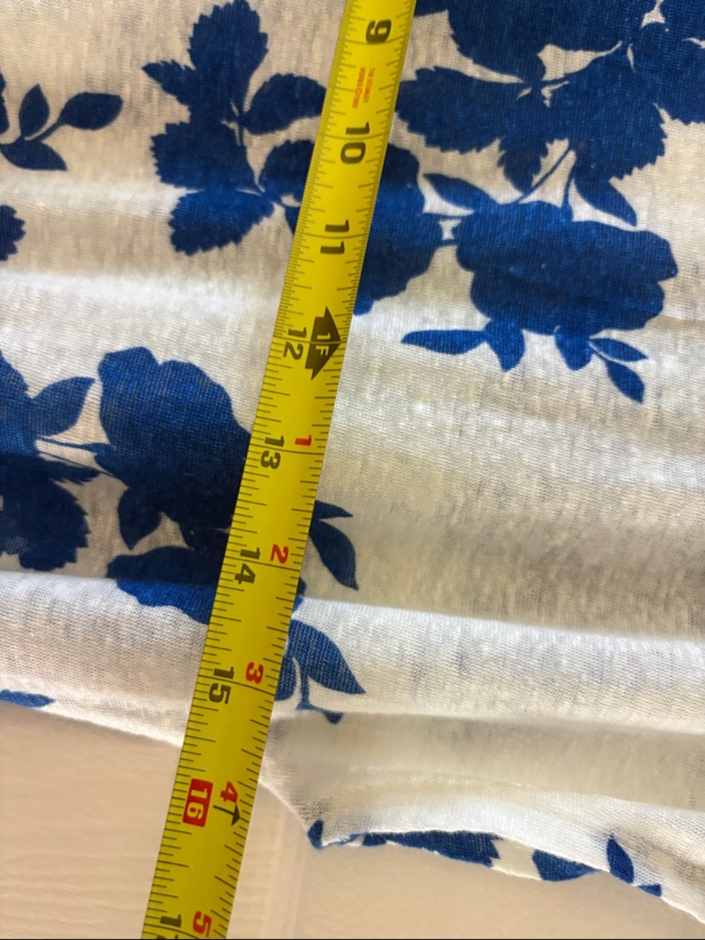 Cynthia Rowley White Tee with Royal Blue Floral Pattern - Picture 2 of 5